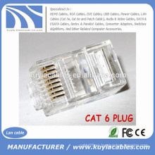 Fábrica venden CAT6 RJ45 PLUG 8P8C UTP oro plateado adaptador